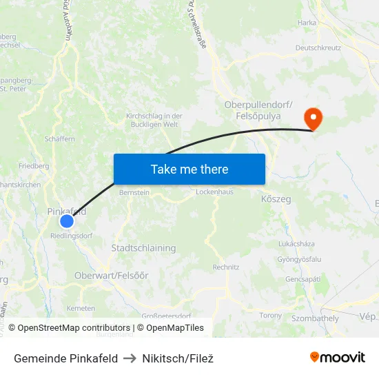 Gemeinde Pinkafeld to Nikitsch/Filež map