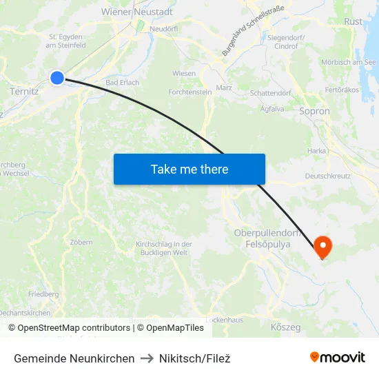 Gemeinde Neunkirchen to Nikitsch/Filež map
