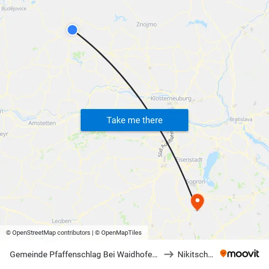 Gemeinde Pfaffenschlag Bei Waidhofen An Der Thaya to Nikitsch/Filež map