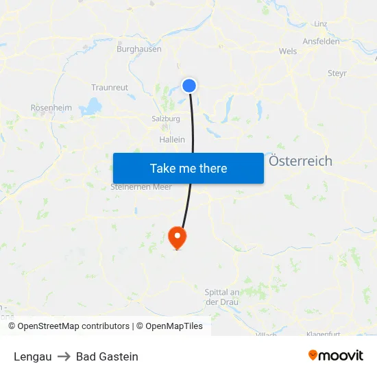 Lengau to Bad Gastein map