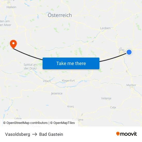 Vasoldsberg to Bad Gastein map