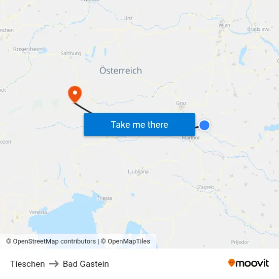 Tieschen to Bad Gastein map