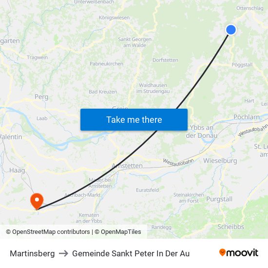 Martinsberg to Gemeinde Sankt Peter In Der Au map