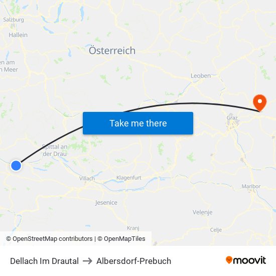 Dellach Im Drautal to Albersdorf-Prebuch map