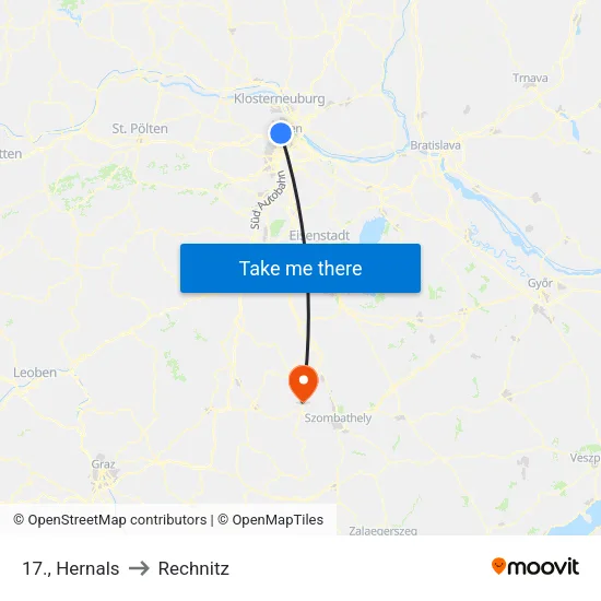 17., Hernals to Rechnitz map