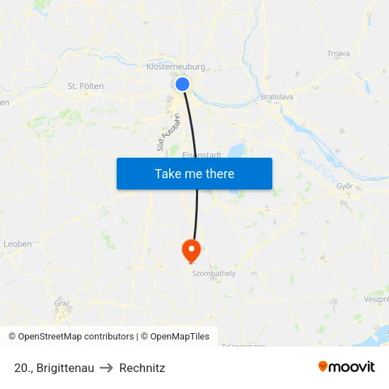 20., Brigittenau to Rechnitz map