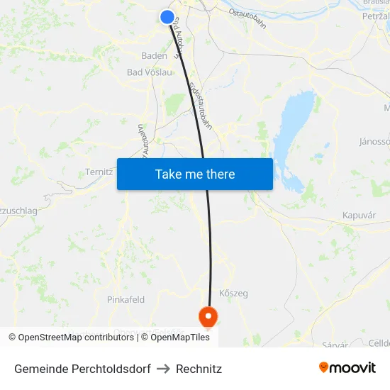 Gemeinde Perchtoldsdorf to Rechnitz map
