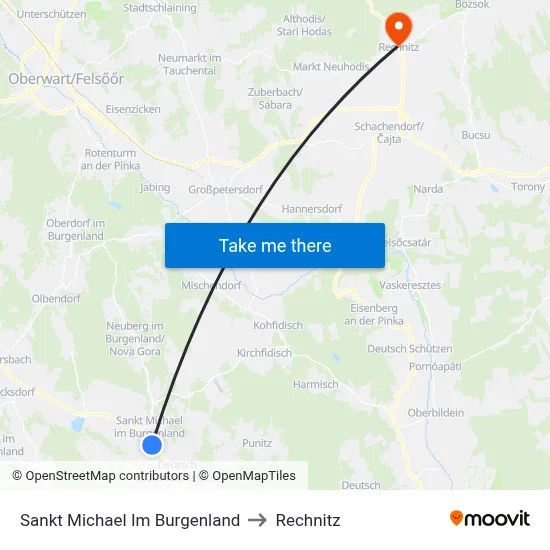 Sankt Michael Im Burgenland to Rechnitz map