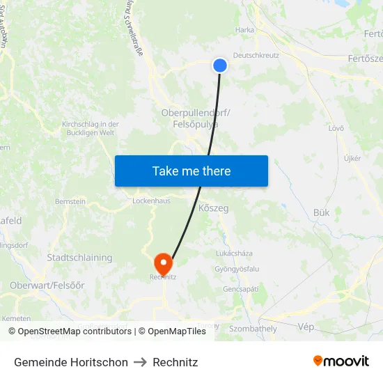 Gemeinde Horitschon to Rechnitz map