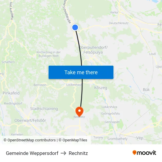 Gemeinde Weppersdorf to Rechnitz map