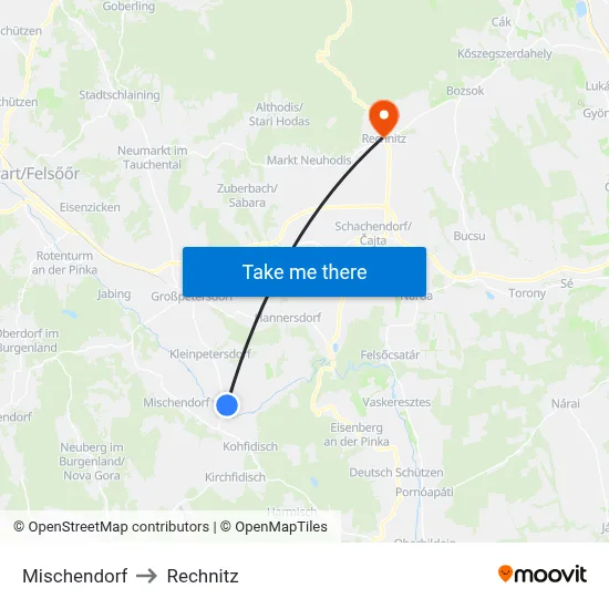 Mischendorf to Rechnitz map