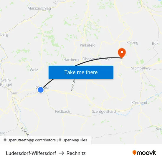 Ludersdorf-Wilfersdorf to Rechnitz map
