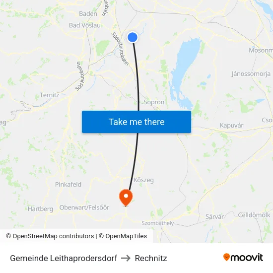 Gemeinde Leithaprodersdorf to Rechnitz map