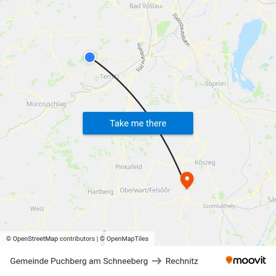 Gemeinde Puchberg am Schneeberg to Rechnitz map