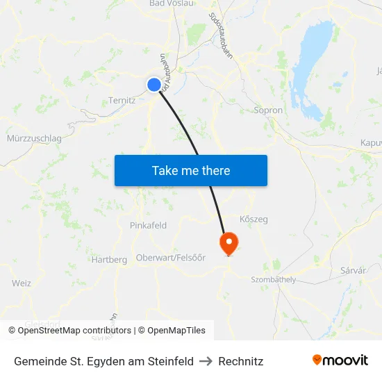 Gemeinde St. Egyden am Steinfeld to Rechnitz map
