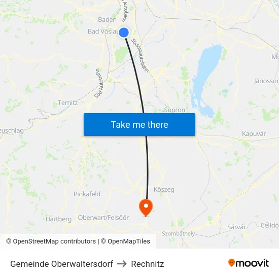 Gemeinde Oberwaltersdorf to Rechnitz map