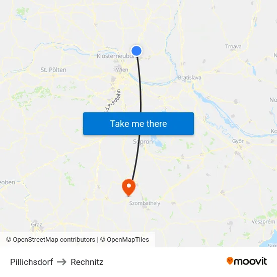 Pillichsdorf to Rechnitz map