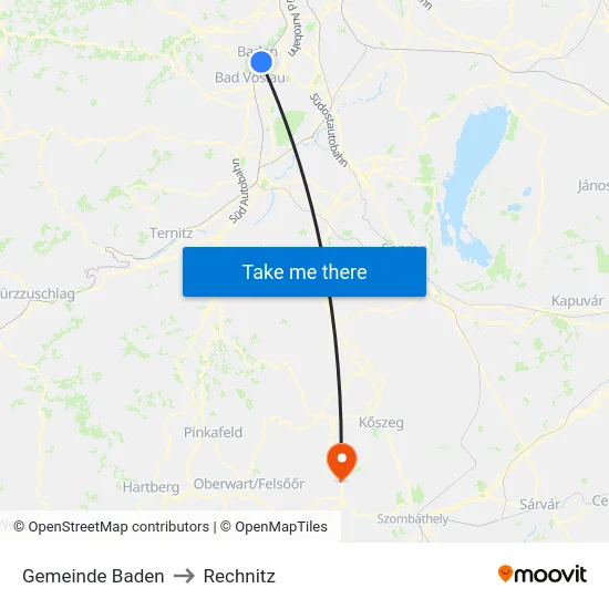 Gemeinde Baden to Rechnitz map