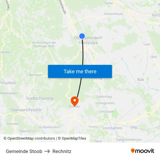 Gemeinde Stoob to Rechnitz map