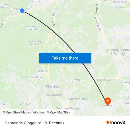 Gemeinde Gloggnitz to Rechnitz map