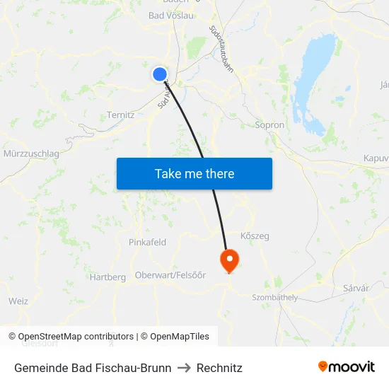 Gemeinde Bad Fischau-Brunn to Rechnitz map