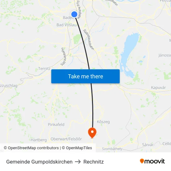 Gemeinde Gumpoldskirchen to Rechnitz map