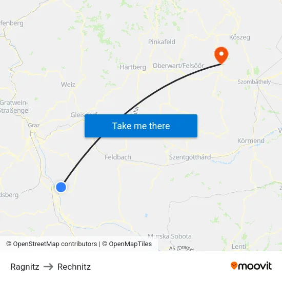 Ragnitz to Rechnitz map