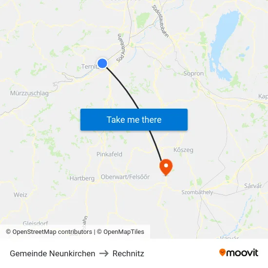 Gemeinde Neunkirchen to Rechnitz map