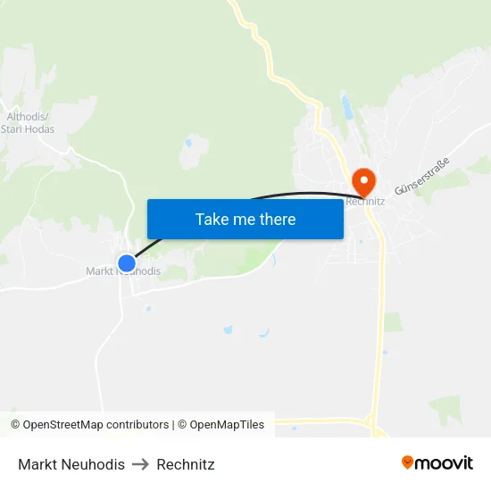 Markt Neuhodis to Rechnitz map