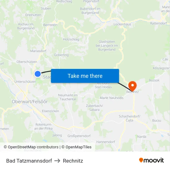 Bad Tatzmannsdorf to Rechnitz map