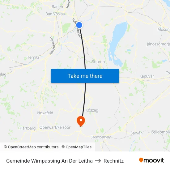 Gemeinde Wimpassing An Der Leitha to Rechnitz map