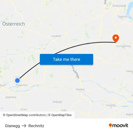 Glanegg to Rechnitz map