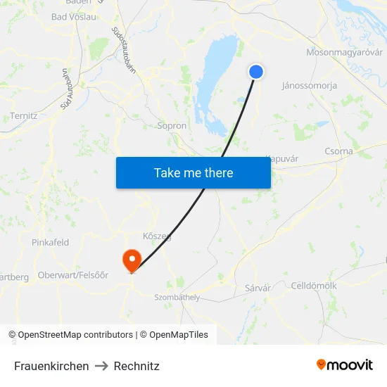 Frauenkirchen to Rechnitz map