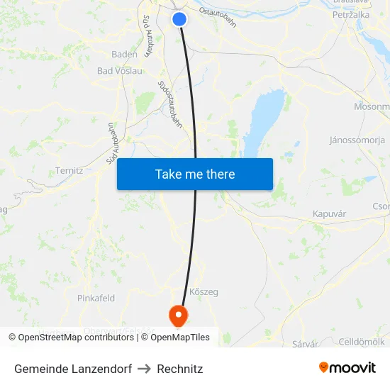 Gemeinde Lanzendorf to Rechnitz map