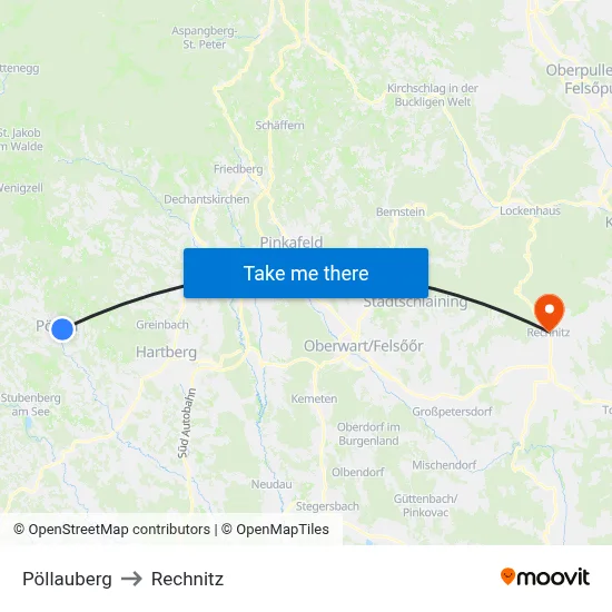 Pöllauberg to Rechnitz map