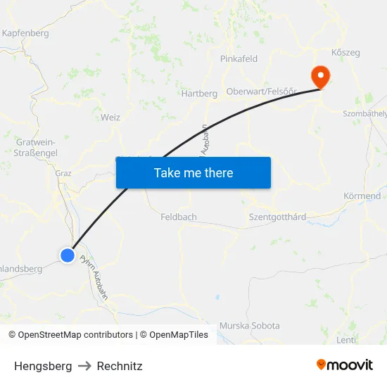 Hengsberg to Rechnitz map