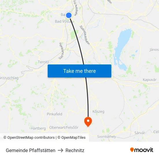 Gemeinde Pfaffstätten to Rechnitz map