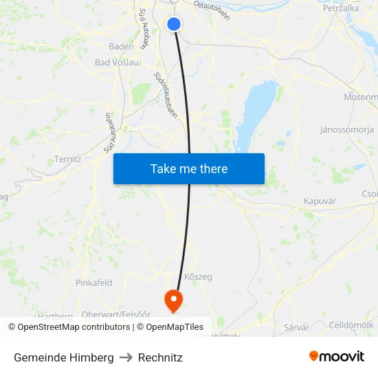 Gemeinde Himberg to Rechnitz map