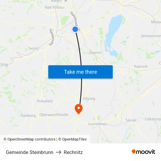 Gemeinde Steinbrunn to Rechnitz map