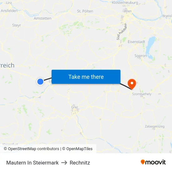 Mautern In Steiermark to Rechnitz map