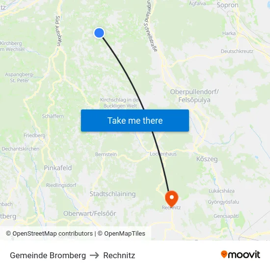 Gemeinde Bromberg to Rechnitz map