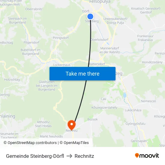 Gemeinde Steinberg-Dörfl to Rechnitz map