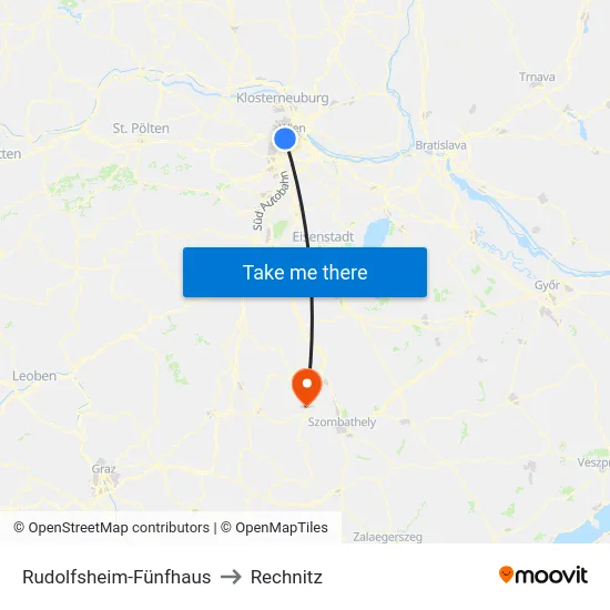 Rudolfsheim-Fünfhaus to Rechnitz map