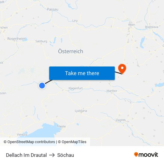 Dellach Im Drautal to Söchau map