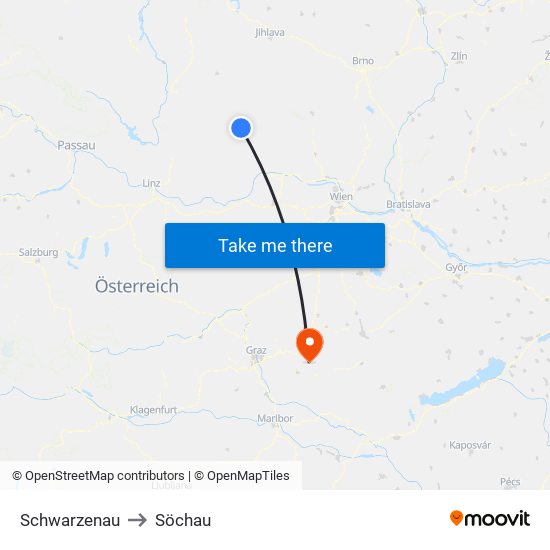 Schwarzenau to Söchau map