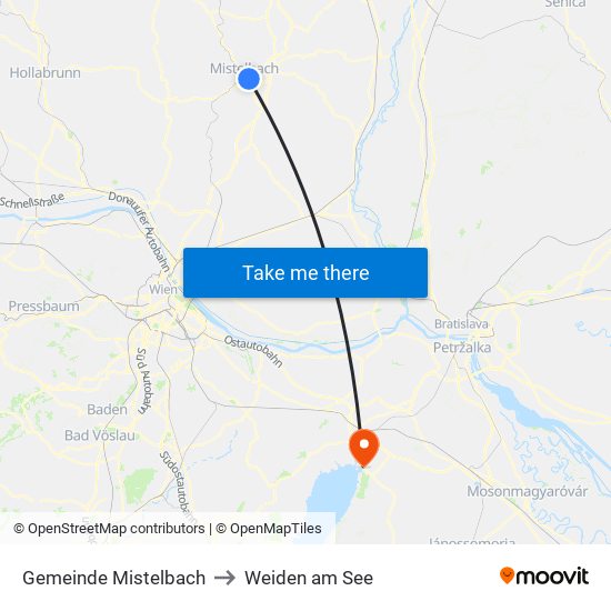 Gemeinde Mistelbach to Weiden am See map