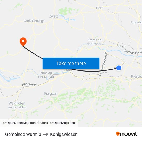 Gemeinde Würmla to Königswiesen map