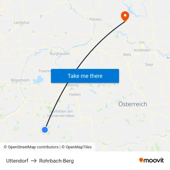 Uttendorf to Rohrbach-Berg map