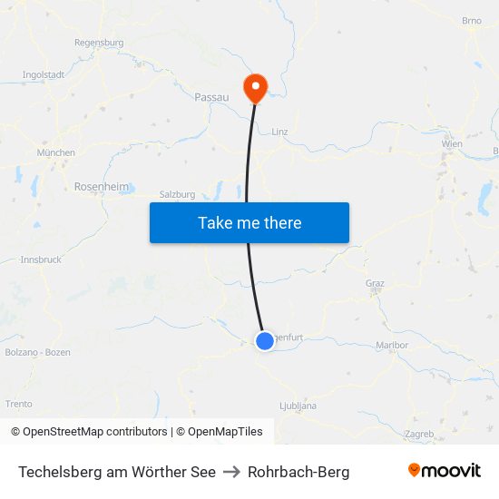 Techelsberg am Wörther See to Rohrbach-Berg map