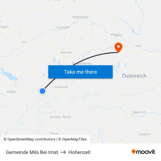 Gemeinde Mils Bei Imst to Hohenzell map